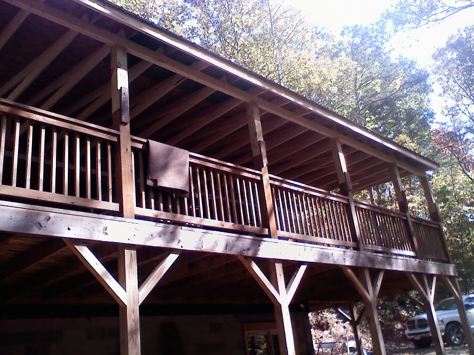Timber framing under a new elevated porch and deck — Roof Leak Repair in Meadville by Roofing Brothers